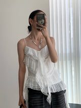 frill cancan sleeveless blouse top