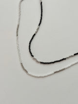 [2 color] mini bead crystal necklace choker / simple daily black white