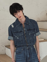 Ute Vintage Crop Short Sleeve Denim Jacket