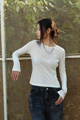 シースルーラインレイヤードロングスリーブ - IVORY