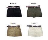  Field Cargo Pocket Mini Skirt & Belt SET (4 colors)
