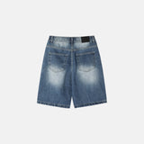 Stone washed bermuda denim pants