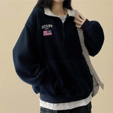 American Flag Coloring Fleece Semi-Zipup Anorak Sweatshirt