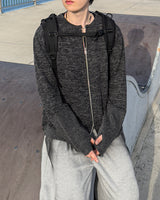 Angle Knit Zip-up with Hand Warmers