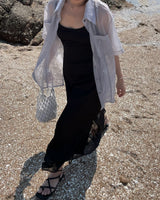 Pulse satin layered shirring one-piece