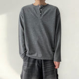 Hake soft layered henry neck long sleeve tee