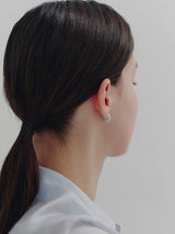 26SS★ Champagne Moon Silver Goutte Glint Earrings XS