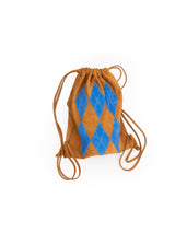 YMW argyle gym sack - brown & vintage blue