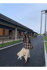 マルチチェックパターンルーズワイド長袖シャツ