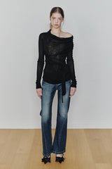 LILY COWL RIBBON TOP black