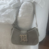 Kroll logo buckle suede washed cross hobo shoulder bag