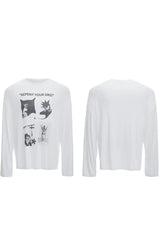 アートプリント長袖Tシャツ