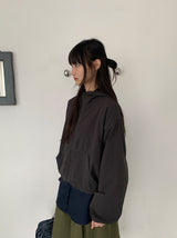 [unisex] コパットチェックフードウインドブレーカージャンパー