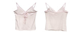 Pink stripe lace-up sleeveless t-shirt