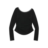 SELUA ONE SHOULDER UNBALANCE SHIRRING LONG SLEEVE T