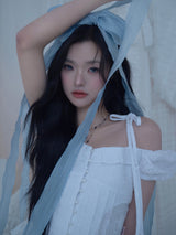 ROSÉ 2 Off-Shoulder Pintuck Lace Blouse