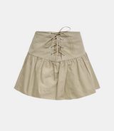 Eyelet Flare Mini Skirt