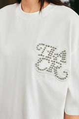 ラインストーンパッチベーシックTシャツ