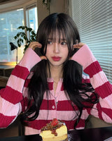 SMALL CHERRY CABLE CROP KNIT CARDIGAN [PINK]
