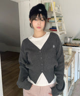 STITCH WOOL KNIT CROP CARDIGAN