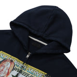 Sound wave artwork damage washing hoodie zip-up (Navy)