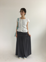 pleated button blouse (2color)