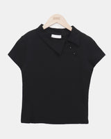 バティンピケアシンメトリーポイントショートスリーブTシャツ