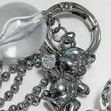 Cubic metallic Bear keyring [silver]