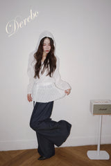White Hood Pullover Belt One-Piece Dress Top