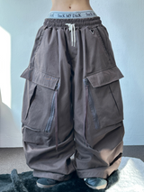 ジッパーカーゴ🤐キーリングカーゴバルーンオーバーパンツ 🧸🧇🩶🖤4カラー
