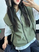 フリースレイヤードベストジップアップ💚💙🖤🧡4COLOR