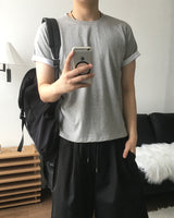 デュエット クロップ ロールアップ ショートスリーブ Tシャツ