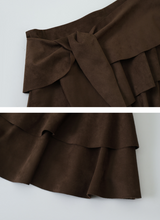 [SHOPPERMADE] Latte Suede Tiered Mini Skirt (2color)