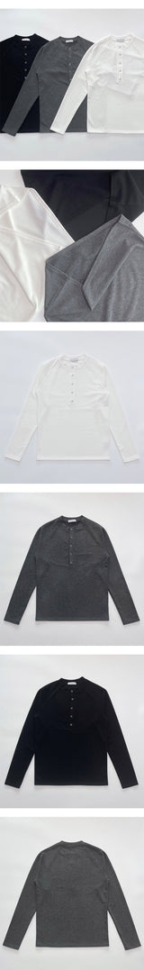 [S/S] Deep muscle henry neck knit sleeves(3color)