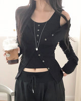 lenty button-up layered shirring CD + SV