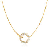 [Worn by NCT DREAM Jaemin,[Jang Nara, TWICE Jihyo] Inter Link Circle Pave 925 Silver + 14k gold plating Necklace N056-01G