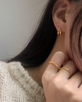 (silver925) Two line one touch earrings *gold