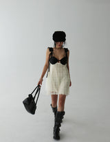 coloring flower embroidered mini dress