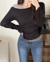 Uhan Contrast Unbalanced T-shirt
