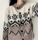 Denby snowflake Nordic button knit cardigan