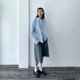 Crinkled Striped Oversized Shirt