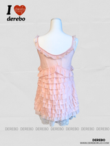 peach chiffon frill lace dress (cardigan set)