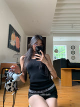 Underband lettering black sleeveless top