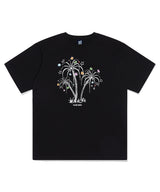 Night Palm Tree Printing Short Sleeve T-Shirt Black