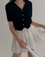 Ab linen short-sleeved cardigan