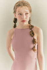 BACK RIBBON LEOTARD SWIMSUIT_Mauve Pink
