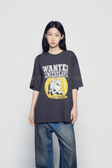 24FW WANTED RABBIT ARTWORK SHORT SLEEVE T-SHIRT CHARCOAL