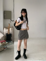 チェックシフォンミニスカート (4C)