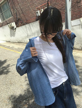 ハチニベーシックチェック長袖シャツ
