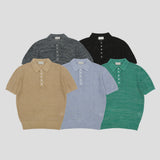 LMN エントツートーンカラーパンチング半袖ニットウェア (5 colors)